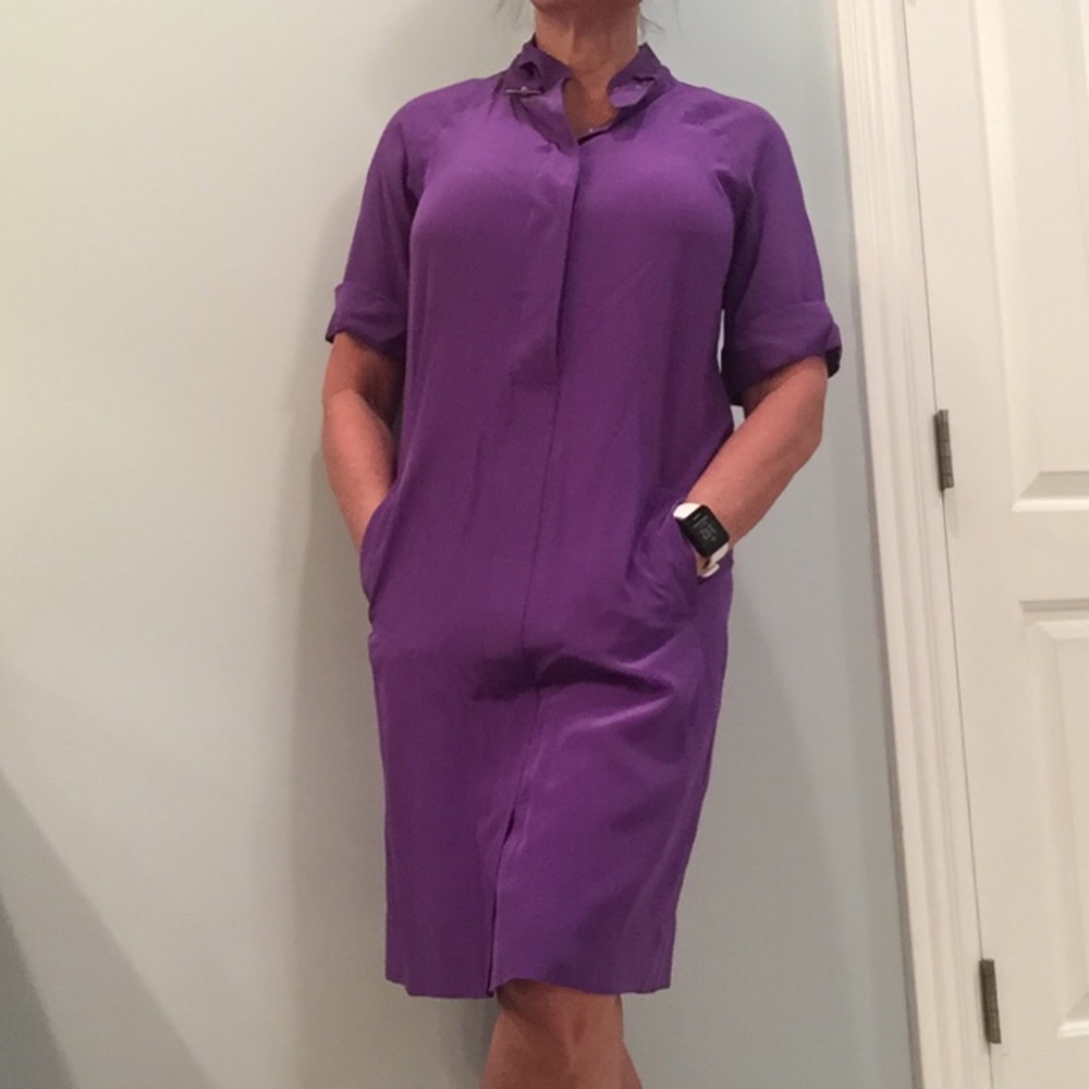 Donna Morgan Purple silk shirt dress